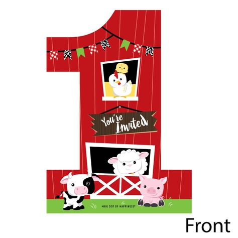 1st Birthday Farm Animals Fill-In the Blank Invitation Set INCLUDES 12 first birthday party invitations and 12 premium white envelopes. 1st Birthday Farm Animals fill-in invitations are perfect for any event. The barnyard theme is great for a birthday party. Farm Animals 1st Birthday invitations SIZE 5 inches by 7 inches. The included envelopes measure 5 inches by 7 inches. The back of each 1st Birthday Farm Animals invitation has space to add your party details: For: Date: Time: Place: Given By Barnyard First Birthday, Farm Animals Invitations, Animal Party Invitations, Barnyard Theme, Farm Invitation, Safari Animals Birthday, Farm Animal Party, The Barnyard, Baby Shower Invitaciones