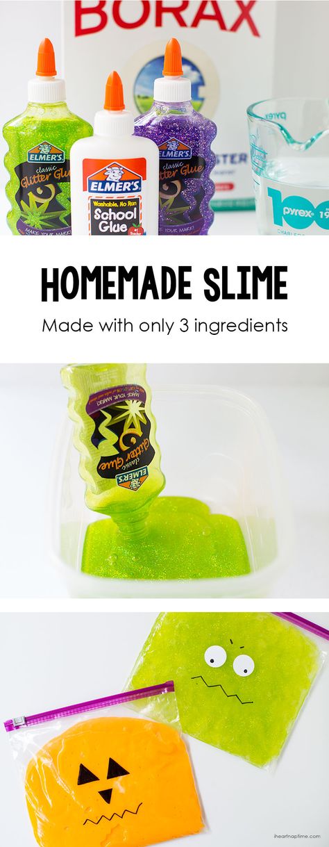 Homemade slime made with only 3 ingredients! This recipe only takes a few minutes to make and is sure to entertain your kids for hours! Slime In A Bag, Cool Slime Recipes, Homemade Slime Recipe, Halloween Slime, Homemade Slime, Slime Recipe, Diy Slime, Theme Halloween, Kool Aid