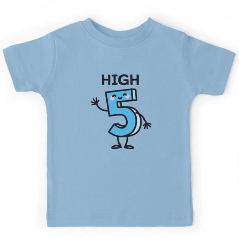 Soft and durable Kids T-Shirt kids clothing. Solid colors are 100% cotton, heather colors are cotton blends. Range of color options. Learn counting on kindergarten to five, on one hand, you will get a ‘HIGH 5’ on your 5th birthday party. A funny birthday girl anniversary kids cartoon T-shirt gift! This cool cute sweet and awesome count, counting to five years old on a hand tee shirt is the best happy birthday congratulations gift for a proud birthday boy girl kid child to wear it at an anniversa Birthday Tshirt Ideas Kids, Five Year Old Birthday Theme, Funny 5th Birthday Shirts, Fun Cotton T-shirt For Birthdays, Hi Five Birthday Shirt, Cheap Birthday T-shirt With Number Print, Birthday Crew Neck T-shirt With Number Print, 5th Birthday Girls, Flower Cartoon