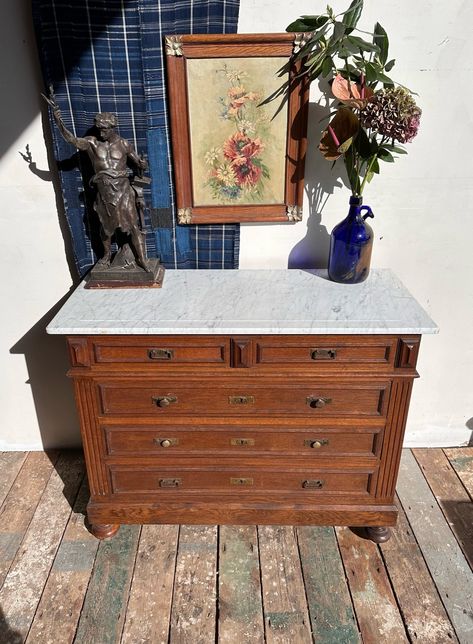 Antique Belgian Oak Marble Top Chest of Drawers / Vanity Unit / Washbasin C.1900 - Etsy UK Sofa Living, Vanity Unit, Living Room Inspo, Vanity Units, Wash Basin, Marble Top, Living Room Sofa, Chest Of Drawers, Room Inspo