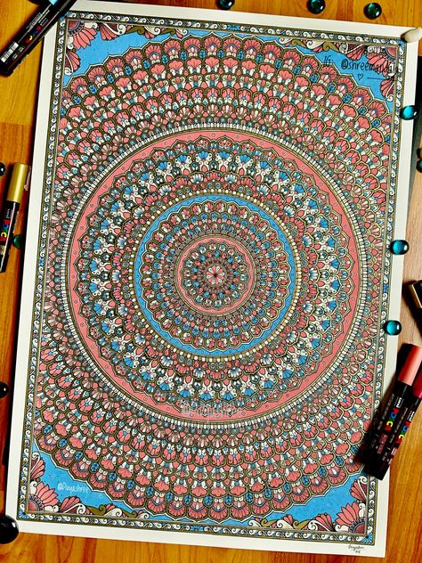 Zentangle Colouring Pages, Full Page Mandala Art Colourful, Colour Full Mandala Art, Full Page Mandala Art, A2 Size Paper, Colourful Mandala, Mandala Book, Easy Mandala, Easy Mandala Drawing