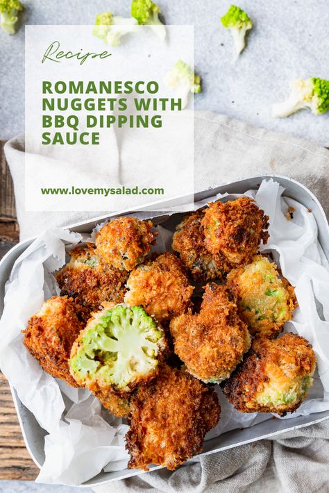 Vegan Romanesco Recipes, Healthy Fingerfood, Romanesco Recipe, Healthy Veggie Snacks, Romanesco Recipes, Bbq Dipping Sauce, Sebi Recipes, Dr Sebi Recipes Alkaline Diet, Cauliflower Nuggets