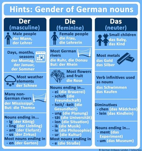 Chart of German nouns by gender. (General rules) Things To Practice Writing, German Phrases Learning, German Lessons, Deutsch Language, German Resources, Study German, German Study, German Phrases, Germany Language