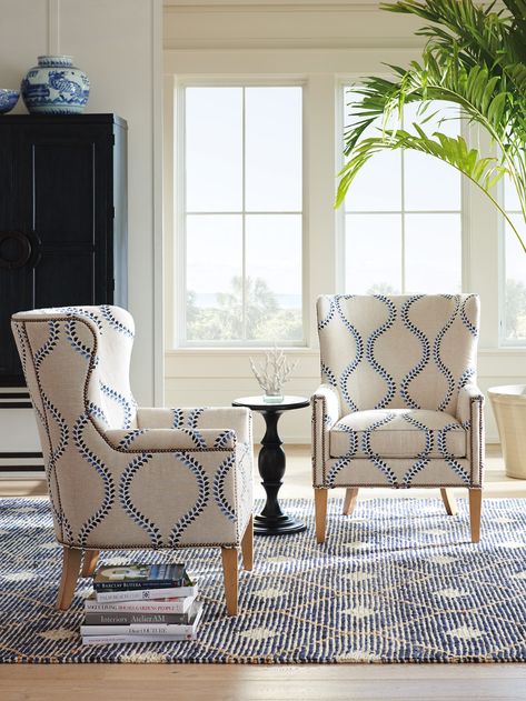 Wing Chair Upholstery, Barclay Butera, Minimalist Home Interior, Hippie Home Decor, The Chair, Wing Chair, Home Remodel, Living Room Inspo, Cheap Decor