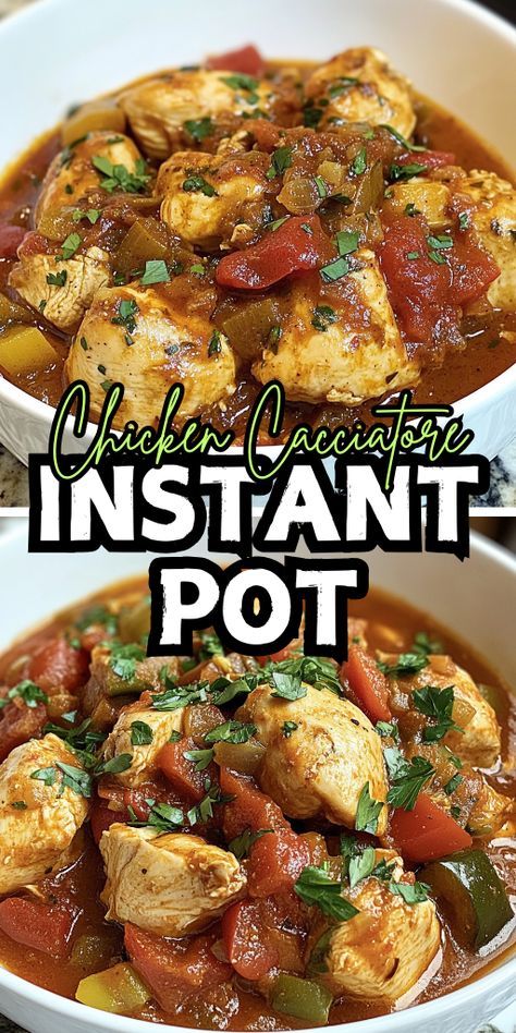 Looking for a quick and delicious dinner? This Instant Pot Chicken Cacciatore is a game-changer! 🍗🍅 It’s the perfect one-pot meal that combines tender chicken with rich, savory flavors of tomatoes, herbs, and bell peppers. Plus, it’s ready in 30 minutes – perfect for busy weeknights! 🙌   #InstantPot #ChickenCacciatore #EasyDinner #OnePotMeal #QuickMeals #ComfortFood #WeeknightDinner #FamilyMeals #InstantPotRecipes #QuickRecipe Instant Pot Chicken Cacciatore, Instant Pot Chicken Recipes, Chicken Instant Pot, Chicken Cacciatore, Tender Chicken Breast, Stewed Tomatoes, Quick Weeknight Meals, Tender Chicken, Instant Pot Chicken