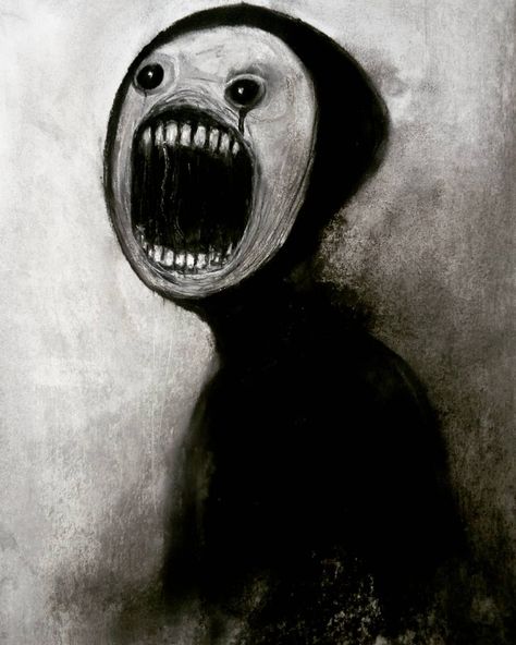 @madziowa_p on Instagram: “The Abyss. #drawing #charcoaldrawing #abstractart #abstractface #workart #workonpaper #expression #macabreart #deviantart #creature…” Halloween Drawings Scary, Abyss Drawing, Black Creature, Disturbing Art, Creature Painting, Scary Teeth, Horror Drawings, Creepy Sketches, Creepy Creatures