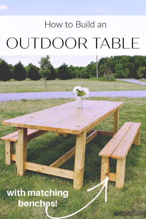 Diy Trestle Table, Outdoor Dining Table Diy, Outdoor Table Plans, Wood Patio Table, Outdoor Wood Table, Build A Picnic Table, Diy Patio Table, Diy Picnic Table, Outdoors Ideas