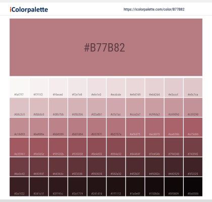 Pantone 17-1718 Tpx Dusty Rose Color | Hex color Code #B77B82 information | Hsl | Rgb | Pantone Pantone Color Book, Space Information, Color Palette From Image, Hiasan Bilik Tidur, Hexadecimal Color, Hex Color, Pantone Colour Palettes, Hex Color Palette, Color Palette Challenge