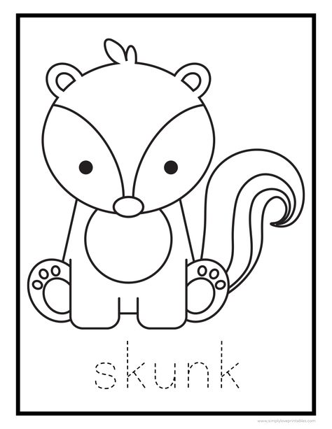 Simply Love Printables Skunk Coloring Page Free Printable-1983-76078_1 Woodland Colouring Pages, Free Trace Drawing, Skunk Template Free Printable, Skunk Preschool Craft, Skunk Activities For Preschool, Skunk Coloring Pages, Skunk Crafts Preschool, Skunk Craft, Playschool Activities