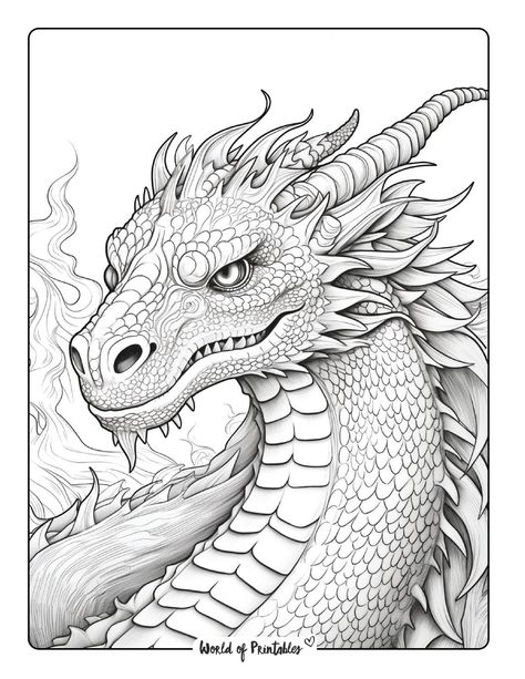 Embark on a magical journey with these printable dragon coloring pages. Unleash your creativity and bring these majestic creatures to life! Epic Dragon, Realistic Dragon, Dragon Coloring, Mythical Dragons, Dragon Coloring Page, Dragon Images, Detailed Coloring Pages, Free Adult Coloring Pages, Dinosaur Coloring Pages