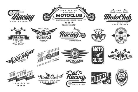 Biker Logo Design, Biker Logo, Motorcycle Logo, Motorcycle Club, Budget Book, Motorcycle Clubs, Vintage Logo Design, Logo Set, Vintage Typography