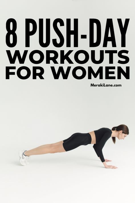 8 Push Day Workouts to Target Your Chest, Shoulders, and Triceps Tricep Pushup, Chest And Shoulder Workout, Push Day Workout, Upper Body Cardio, Pull Day Workout, Chest Workout At Home, Push Workout, Push Day, Strength Training Routine