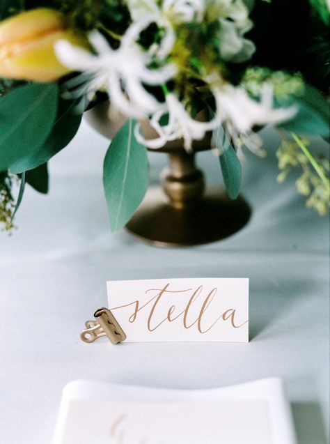 20 Unique Place Card Holders to Elevate Your Reception Tables Wedding Place Card Ideas, Creative Place Cards Wedding, Place Card Ideas, Plant Wedding Favors, Diy Place Cards, Place Setting Cards, Place Card Holders Wedding, Martha Weddings, Bulldog Clip