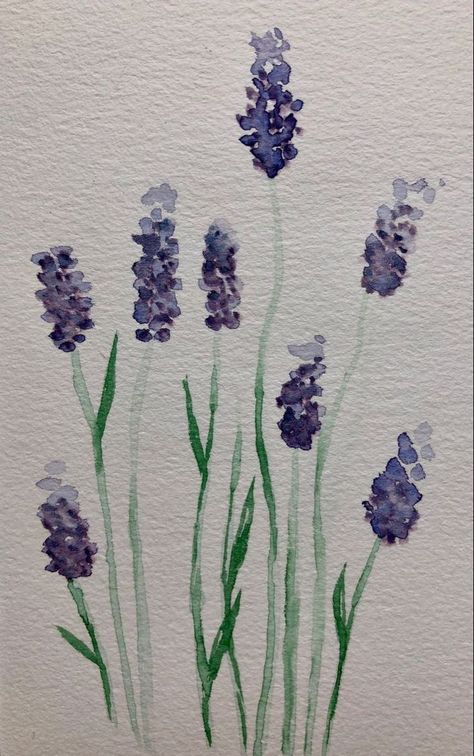 Painting Inspo Aesthetic Easy Flowers, Watercolor Art Lavender, Simple Aesthetic Watercolor Paintings, Lavender Painting Aesthetic, Things To Paint With Watercolor Simple, Watercolor Art Easy Simple, Easy Aquarell Painting, Watercolor Beginner Ideas, Watercolors Aesthetic