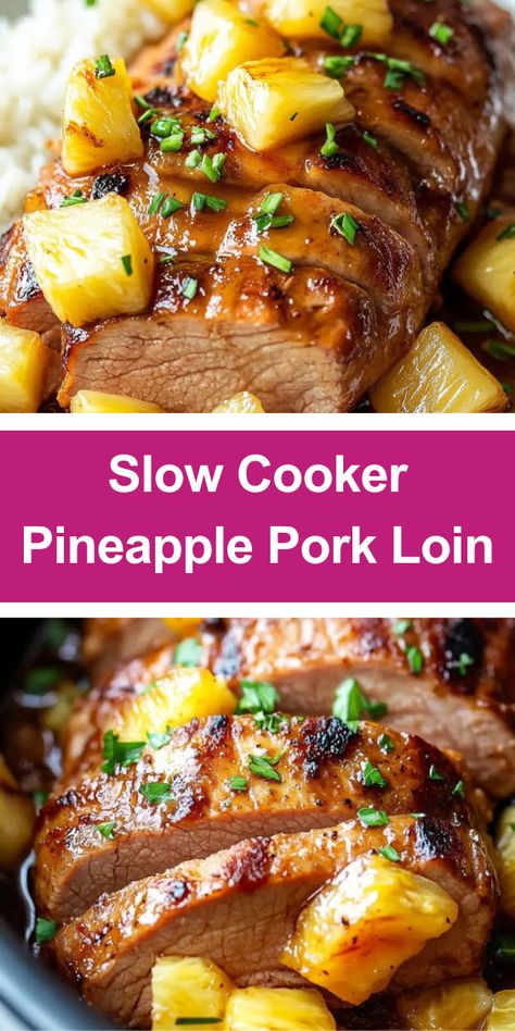 Best Pork Loin Crock Pot Recipes, Pork Loin In A Crockpot, Crockpot Hawaiian Pork Loin, Pineapple Pork Crockpot, Pork Loin In Crock Pot Easy, Crockpot Recipes For Pork Loin, Pork Tenderloin Recipes In Crockpot Pineapple, Pork Loin Healthy Recipes, Hawaiian Pork Loin Crock Pot