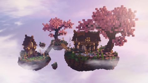 Minecraft Aesthetics, Sky Village, Minecraft Houses Survival, Build Inspiration, Minecraft House Tutorials, Floating Island, Minecraft Room, Cute Minecraft Houses, Pretty Tea Cups