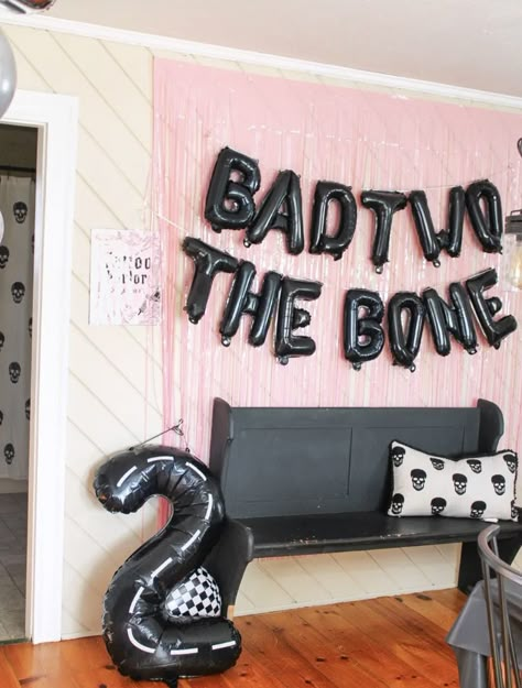 Funny 2nd Birthday Themes, Bad To The Bone Birthday Party Girl, Bad Two The Bone Birthday Cake, Bad Two The Bone Birthday Party Girl, Bad Two The Bone Birthday Party, Bad Two The Bone, 2nd Birthday Themes, 2nd Birthday Theme, Bday Themes