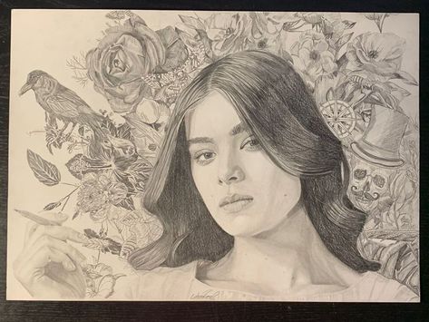 Drawing Emily Dickinson, Hailee Steinfeld, Anime Artwork, Female Sketch, Sketch Book, Sketch, Marvel, Drawings, Anime