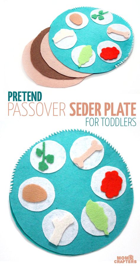 Make an easy interactive felt seder plate craft for toddlers to play with! This DIY toy for Pesach or Passover is easy to make and perfect for pretend play to celebrate the Jewish holiday. Passover Crafts For Kids, Seder Plate Craft, Passover Preschool, Pesach Crafts, Passover Plate, Passover Activities, Jewish Preschool, Diy With Kids, Passover Crafts