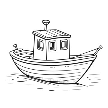 Boat Sketch Simple, Small Boat Drawing, Boat Drawing Sketch, Boat Line Drawing, Boat Line Art, Boat Drawing Simple, Boat Black And White, Boat Coloring Page, Cartoon Boat