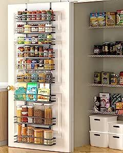 Moforoco 9-Tier Over The Door Pantry Organizer, Pantry Organization and Storage, Black Hanging Basket Wall Spice Rack Seasoning Shelves, Home & Kitchen Laundry Room Bathroom Essentials accessories Kitchen Necessities List Storage, Above Refrigerator Storage Open Shelves, Black Pantry Accessories, Limited Storage Kitchen, Pantry Storage Organizer, Smart Pantry Storage, Apartment Appliances List, Plate Pantry, Costco Pantry