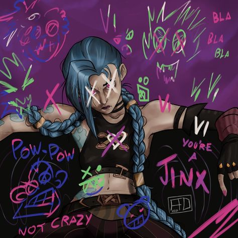 Arcane Graffiti, Jinx Graffiti, Get Jinx, Arcane Jinx, Jinx Arcane, Graffiti Tattoo, Jinx League Of Legends, Graffiti Lettering, Anime Shirt