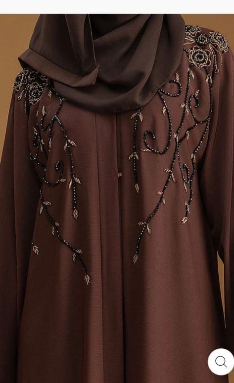 Pearl Work Abaya Design, Abaya Hand Design, Abaya Stone Work Designs, Karchupi Design, Pearl Abaya, Work Abaya, Abaya Styles, Bubu Dress, Abaya Designs Latest