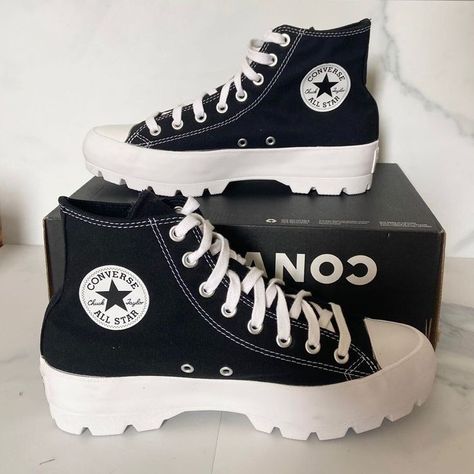 Shoes For Winter Formal, Chunky Converse Shoes, Chunky Converse, Black Converse High Tops, Converse Platforms, Stars Shoes, Original Converse, Allstar Converse, Converse Chuck Taylor All Star Lugged