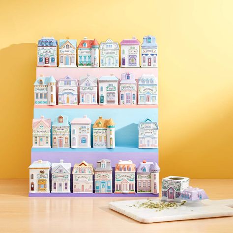 As whimsically nostalgic as our original collection, the Second Edition of The Lenox Spice Village is here to sprinkle storybook charm in your kitchen and your cooking. Lenox Spice Village, Spice Village, Trailer Makeover, Lenox Village, Spice Jar Set, Colorful Apartment, 2024 Wishlist, 2024 Ideas, Pastel House