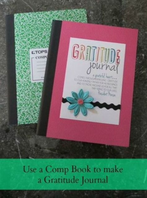 DIY Journals - Turn A Comp Book Into A Gratitude Journal - Ideas For Making A Handmade Journal - Cover Art Tutorial, Binding Tips, Easy Craft Ideas for Kids and For Teens - Step By Step Instructions for Making From Scratch, From An Old Book - Leather, Faux Marble, Paper, Monogram, Cute Do It Yourself Gift Idea http://diyjoy.com/diy-journals Altered Composition Books, All Things Bright And Beautiful, Activity Day Girls, Yw Activities, Relief Society Activities, Primary Activities, Visiting Teaching, Composition Book, Attitude Of Gratitude