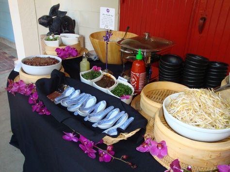 CA Catering Pho Noodle Bar Instant Noodle Bar Wedding, Pho Bar Party, Ramen Noodle Bar Party, Ramen Buffet, Ramen Bar Party, Pho Party, Ramen Bar Wedding, Ramen Noodle Bar, Ramen Party