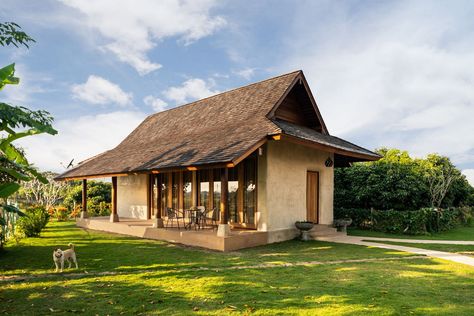 A Tale of Earth and Wood By Chiangmai Life Architects (CLA) #architecturephotography #homedecor #decor  #architecturelovers #building #arquitectura  #arquitetura #archilovers #home #homedesign #architettura #architectureporn #architects #Arch #Archdaily #RTF #architecture #arquitectura #sketch #design #elevation #art #architectdrw #architecturestudent #architexture Adobe Brick, Thai House Design, Modern Adobe, Thai House, Tropical Architecture, Adobe House, Wood Shingles, Natural Stone Flooring, Roof Structure