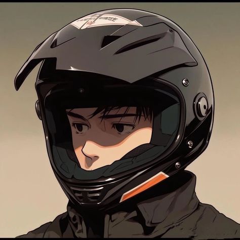 Trending Anime Pfp, Roger Sumatra, Anime Helmet, Helm Full Face, Vehicle Insurance, Anime Motorcycle, Helmet Drawing, 캐릭터 드로잉, Animation Art Character Design