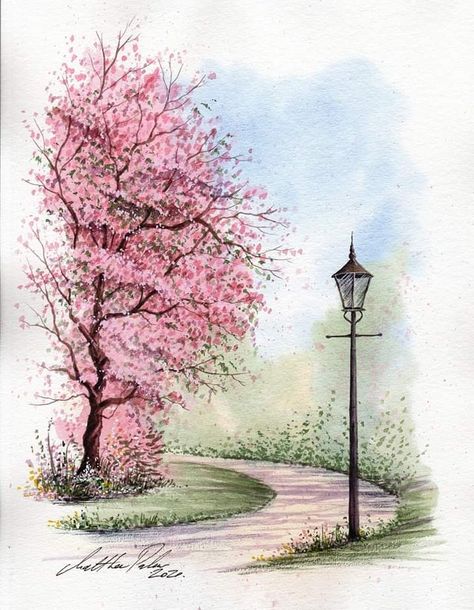 Watercolor Flowering Trees, 30 Day Art Challenge, Cats Art Drawing, Watercolor Art Landscape, Watercolor Paintings Nature, Watercolor Workshop, Diy Watercolor Painting, Stormy Sea, Watercolor Paintings Easy