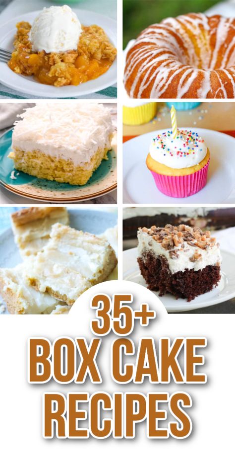 35+ EASY CAKE MIX RECIPES Cakes Using Yellow Cake Mix Boxes, Cake Box Desserts Easy, Fancy Cake Mix Recipes, What To Make With Boxed Cake, Upgraded Box Cake, Yellow Cake Mix Uses, Best Cakes From A Box Cake Mixes, Easy Box Cake Mix Recipes, Fancy Box Cake Recipe