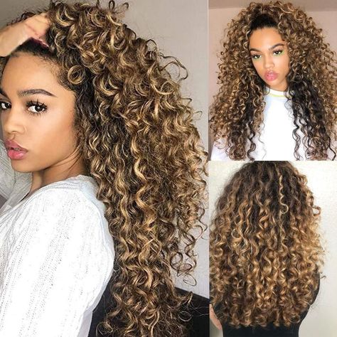 Wigs Curly Hair, Highlights Curly Hair, Textured Curly Hair, Wig Ideas, Cheap Human Hair, Chique Outfits, Curly Hair Wig, Curly Hair Inspiration, Colored Wigs