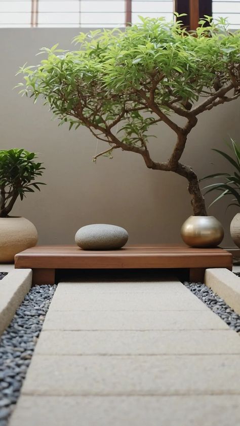 Transform Your Backyard: 15 Zen Garden Ideas for Ultimate Relaxation 43 Japandi Garden Ideas, Indoor Japanese Garden, Small Zen Garden Ideas, Japanese Zen Garden Landscaping, Zen Garden Small, Zen Courtyard, Japanese Patio, Japandi Garden, Diy Zen Garden