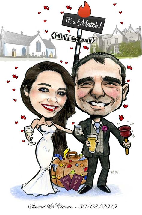 Tinder Wedding Invitation! tinder wedding invitation caricature  #caricatureartistnearme #caricatureweddinginvitations #it'samatch #onlinedating #swiperight #tindercartoon #tinderwedding #tinderweddinginvites #weddingcaricature #weddinginvitations Wedding Invitation Caricature, Tinder Wedding, Caricature Wedding Invitations, Caricature Wedding, Wedding Caricature, Christmas Wedding Invitations, Minimal Wedding Invitation, Corporate Entertainment, Great Comedies