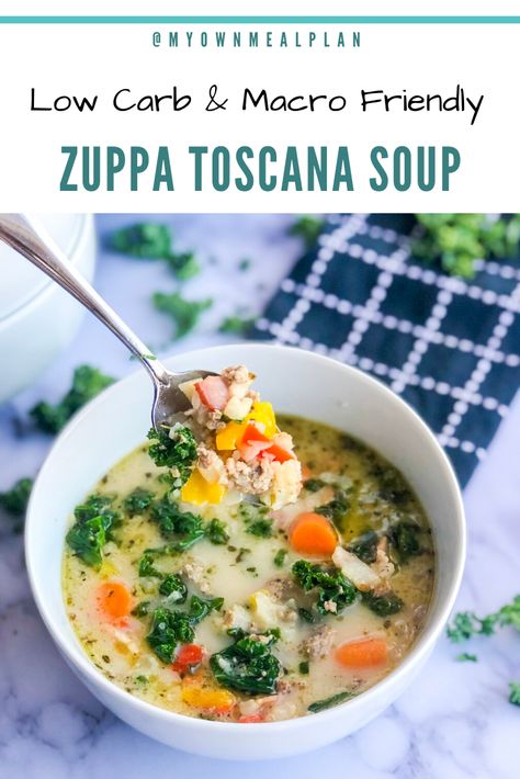 Low Carb Zuppa Toscana Soup! This Low Carb Zuppa Toscana Soup is healthy, flavorful, and delicious! It’s even easier to make thanks to the Instant Pot! This soup loaded with turkey bacon, sausage, bell pepper, carrots, cauliflower, coconut milk and kale! You will definitely want to add this recipe to your dinner rotation. Make it with me! Easy Zuppa Toscana Soup, Instant Pot Zuppa Toscana Soup, Low Carb Zuppa Toscana Soup, Copycat Zuppa, Instant Pot Zuppa Toscana, Zuppa Toscana Soup Olive Garden, Copycat Recipes Olive Garden, Toscana Recipe, Zuppa Toscana Soup