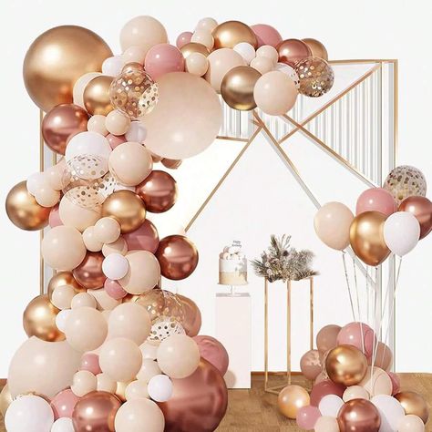 127PCS Blush Dusty Rose Pink Balloons Garland Arch Kit, Boho Peach Rose Gold Confetti Balloons For Girls Women Bridal Baby Shower Wedding Engagement Tea Party Birthday Party Decorations Baby Shower Roses, Rose Gold Party Decor, Gold Confetti Balloons, Rose Gold Confetti, Rose Gold Party, Arch Kit, Pink Balloons, Peach Roses, Confetti Balloons