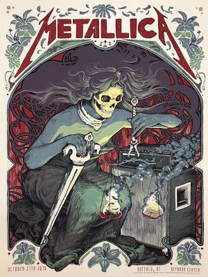 Dave-Kloc-Metallica-Buffalo-Poster-VIP-2018 Metallica Poster, Circle Jerks, Culture Inspiration, Metallica Art, Rock Band Posters, Black Poster, Gig Poster, Image Film, Vintage Poster Design