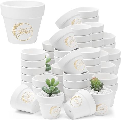 Amazon.com: Hillban 50 Pcs Let Love Grow Wedding Favors for Guests Bulk Mini Clay Pots Small Succulent Pot 2.76 Inch White Terracotta Ceramic Pottery Planters Baby Showers Wedding Shower Party Favors for Guests : Patio, Lawn & Garden Ceramic Pottery Planters, Bridal Shower Plant Favors, Wedding Favor Succulent, Let Love Grow Wedding Favors, Mini Clay Pots, Mini Plant Wedding Favors, Let Love Grow Succulent Favors, Succulent Giveaways Wedding Favours, Wedding Shower Party