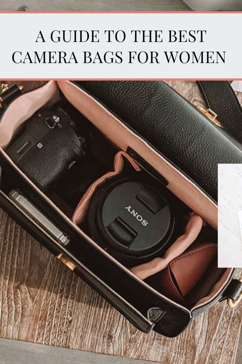 A Woman's guide to the best Camera Bags for Women | Personal Branding Photographer Art of Her Kamrette Camera Bag, Camera Accessories Must Have, Camera Case Bag, Camera Bag Aesthetic, Camera Backpack Women, Film Camera Bag, Camera Bag Outfit, Canon Camera Bag, Photographer Accessories