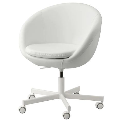 SKRUVSTA Swivel chair, Ysane white - IKEA Desk Chair Cute, Camera Ikea, Ikea Desk Chair, White Desk Chair, Room Wishlist, Ikea Desk Hack, Ikea Desk, Work Chair, Dekorasi Kamar Tidur