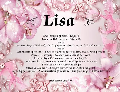 Lisa Name, Ch Words, Personal Integrity, Lisa Lisa, Senior Year Of High School, Hebrew Names, Bible Images, Glitter Graphics, Name Wallpaper