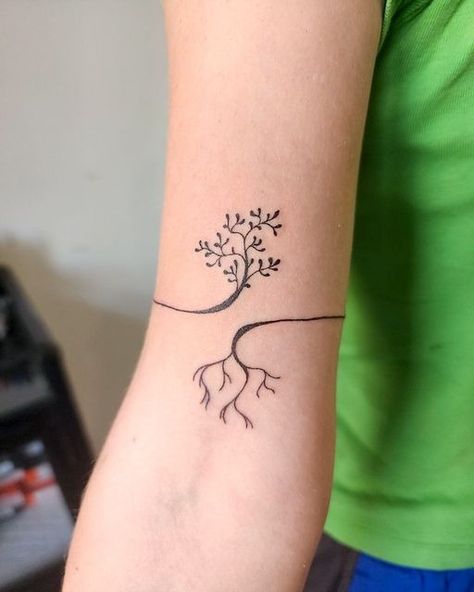 Stay Rooted Tattoo, I Am Rooted But I Flow Tattoo, Minimalist Tree Tattoo With Roots, Ornamental Tree Tattoo, Tiny Tree Of Life Tattoo, Tree With Roots Tattoo Simple, Whimsical Tree Tattoo, Abstract Tree Tattoo, Tree And Roots Tattoo