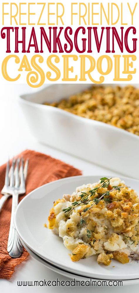 Use up your Thanksgiving leftovers with this easy to make Thanksgiving Casserole! It is freezer friendly so you can freeze it for a future meal!! Makes for a simple yet delicious weeknight dinner the whole family will love! #thanksgiving #turkey #leftovers #easydinner #freezermeals #freezerfriendly Thanksgiving Dinner For Two, Thanksgiving Casserole, Best Freezer Meals, Freezer Dinners, Turkey Casserole, Healthy Freezer Meals, Thanksgiving Dinner Recipes, Easy Freezer Meals, Thanksgiving Meal