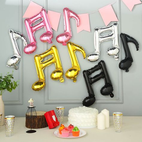 6 Pack | Rose Gold | 16th & 8th Musical Notes Foil Mylar Balloons Music Theme Party Decorations, Music Birthday Party Theme, Music Themed Birthday Party, Neon Event, High School Party, Rock Birthday, 60 Balloons, Music Birthday Party, High School Parties