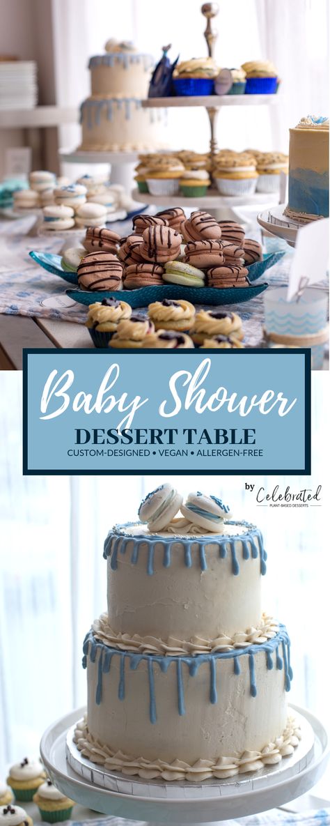 Allergen Free Cake, Vegan Baby Shower, Expecting Couple, Gourmet Pastries, Bebe Shower, Baby Shower Dessert Table, Plant Based Desserts, Vegan Baby, Raw Cake