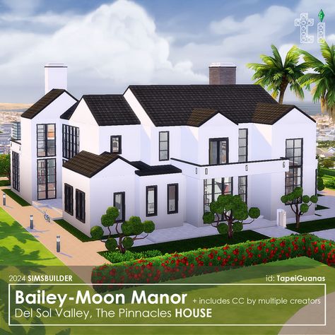 Bailey-Moon Manor, Del Sol Valley, The Pinnacles. Plot size: 50x40. Includes CC. Download link in biо. 🍒My ID in the game: TapeiGuanas #thesims4 #ts4interiors #ts4build #sims4 #sims4interior #sims4build Sims 4 Del Sol Valley House, Save File, Sims 4 Collections, Sims 4 Build, Sims 4 Houses, The Sims4, Sims 4, The Game, Home And Family